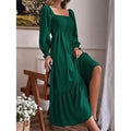 Women's Ruffle Autumn Winter Swing Midi Dress