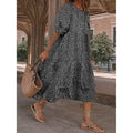 Women's Ruffled Patchwork Print Midi Dress