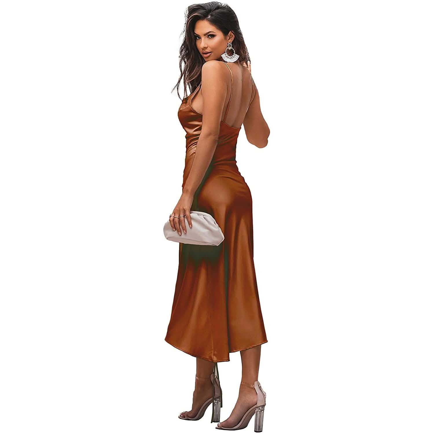 Women's Satin Spaghetti Strap Dress