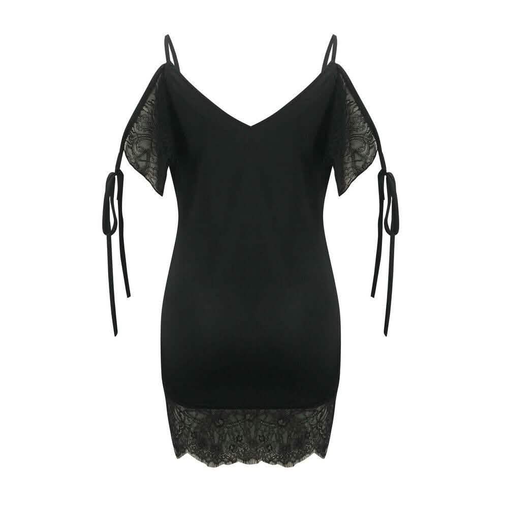 Women's Sexy Lace Satin Mini Dress