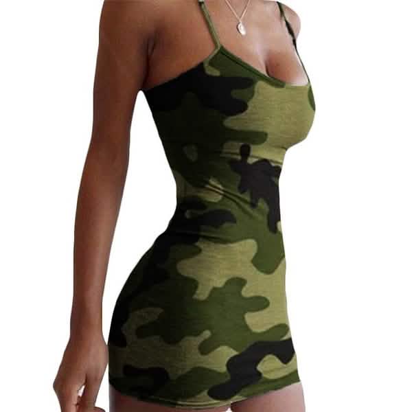 Women's Sexy Sleeveless Camouflage Mini Dress