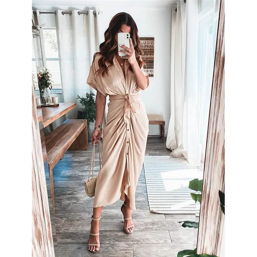 Women's Shirt Maxi Long Dress