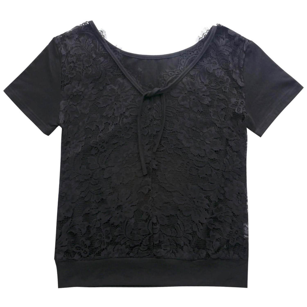 Women's Short Sleeve Back Lace Top Blouse