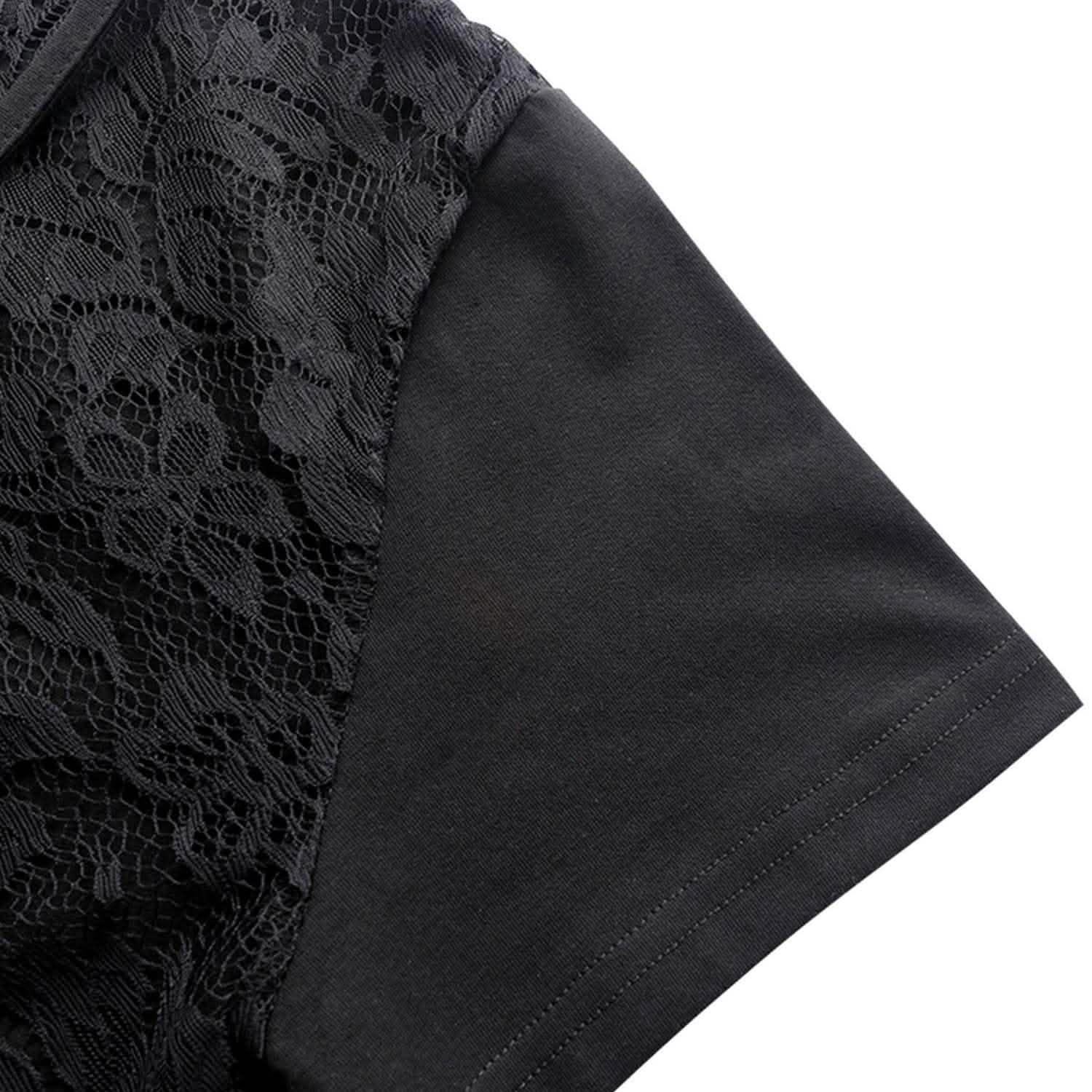 Women's Short Sleeve Back Lace Top Blouse