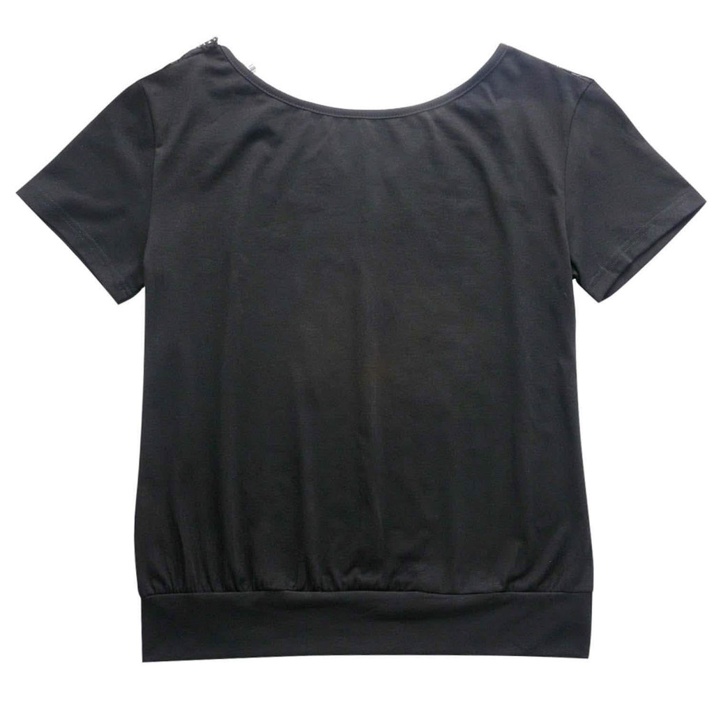 Women's Short Sleeve Back Lace Top Blouse