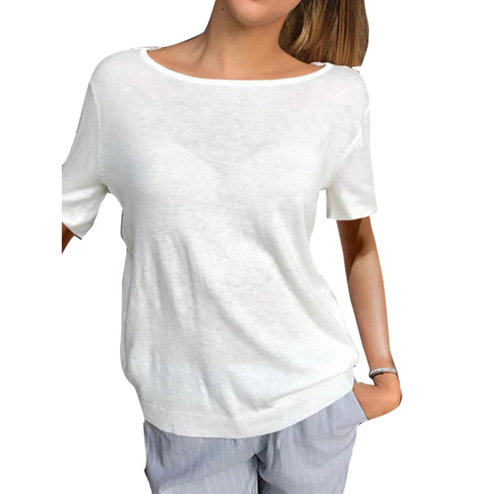 Women's Short Sleeve Back Lace Top Blouse