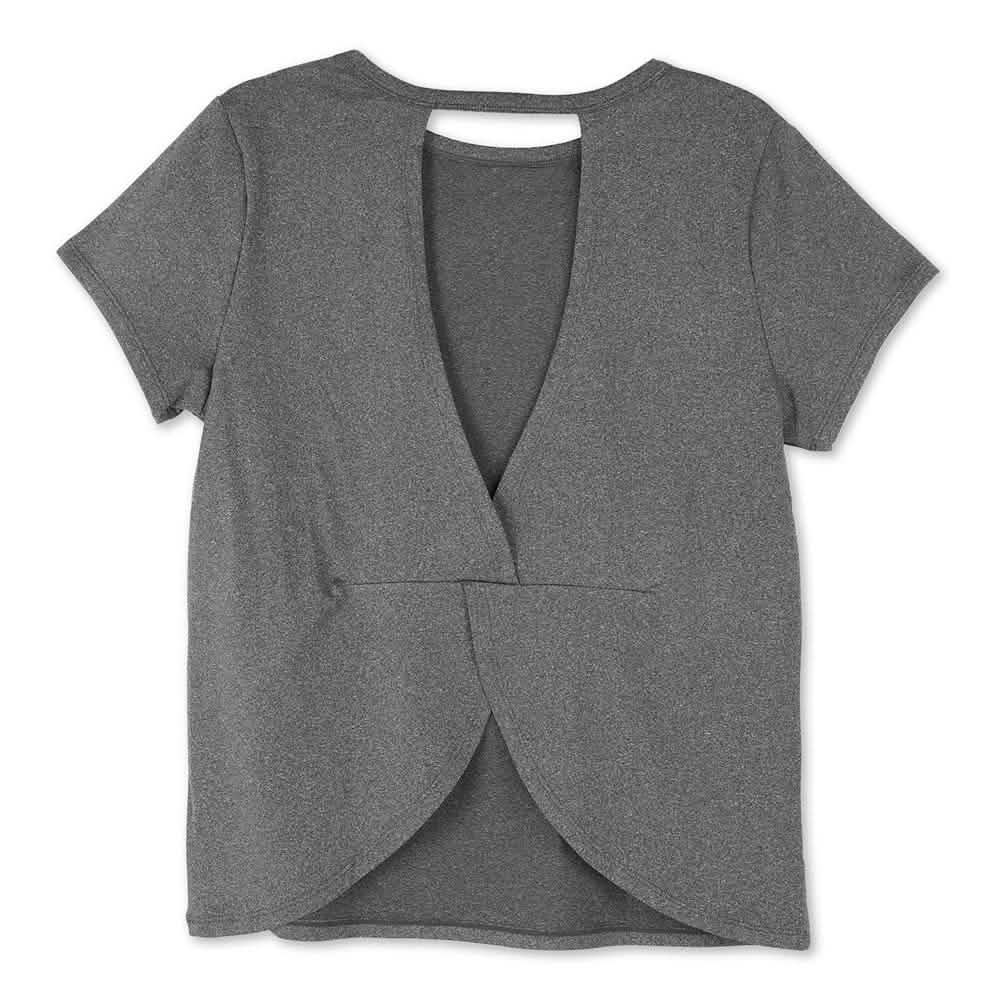 Women's Short Sleeve Criss Cross Open Back Solid T-Shirt Blouse