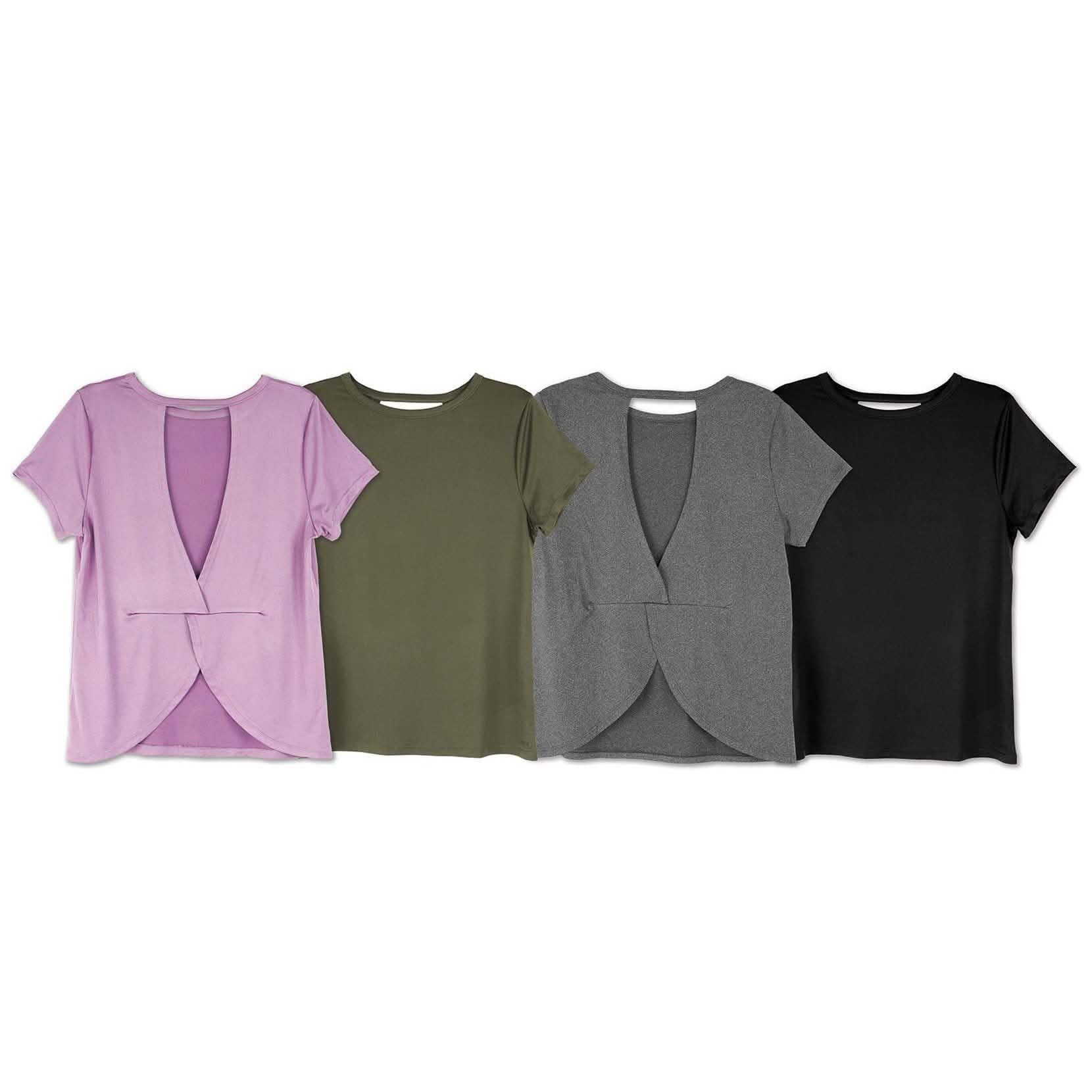 Women's Short Sleeve Criss Cross Open Back Solid T-Shirt Blouse