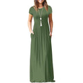 Women's Short Sleeve Loose Casual Long Dresses with Pockets