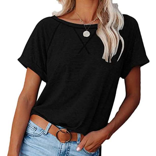 Women's Short Sleeve Raglan Crewneck T Shirts