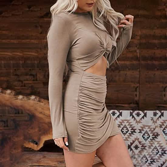Women's Sleeveless Hollow Out Twist Bodycon Dress