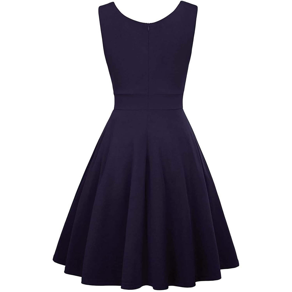 Women's Sleeveless Wrap V-Neck A-line Bridesmaid Cocktail Party Dress