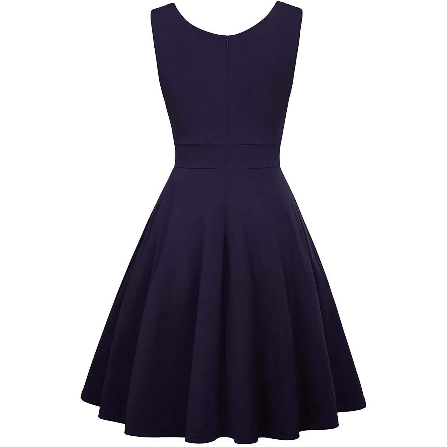 Women's Sleeveless Wrap V-Neck A-line Bridesmaid Cocktail Party Dress