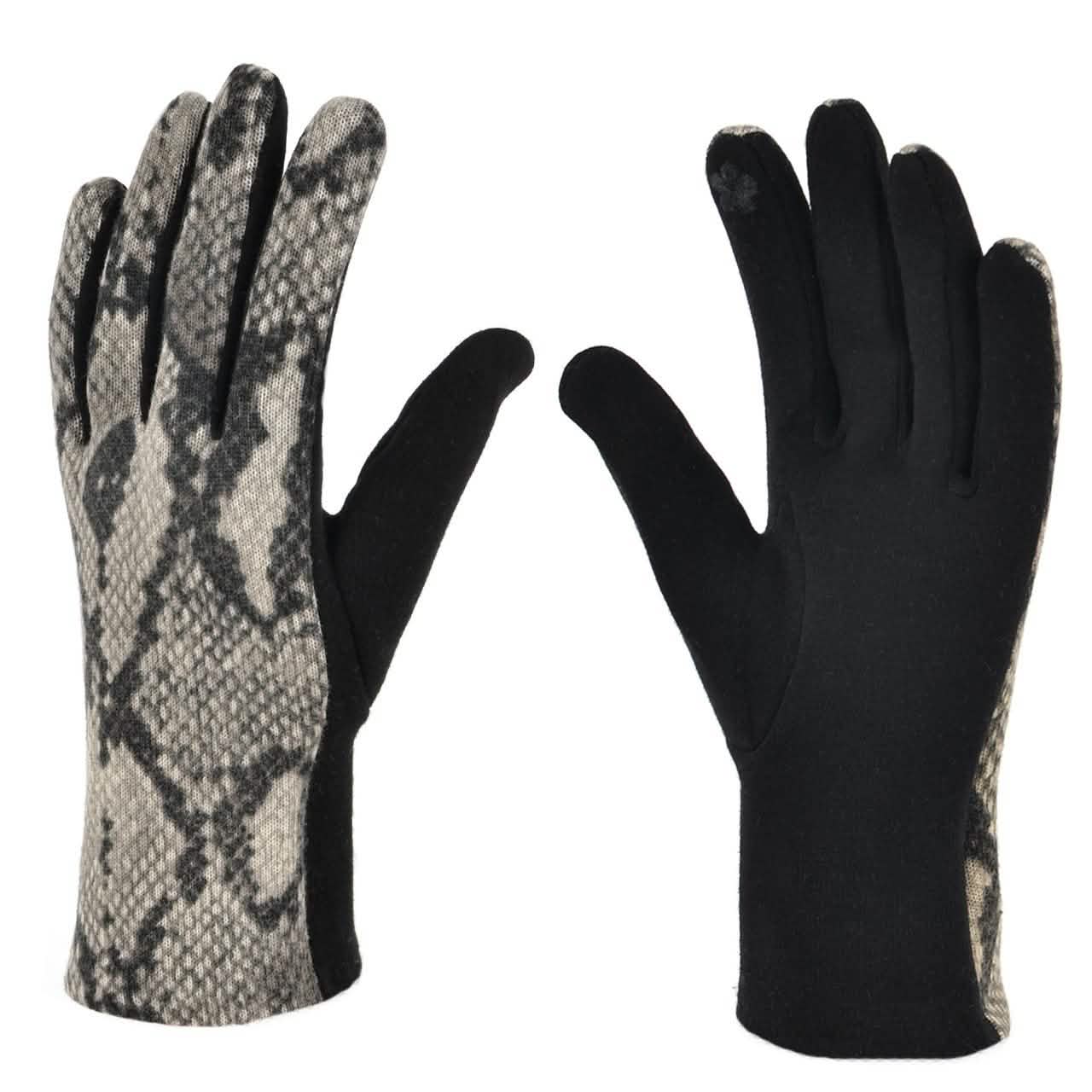 Women's Snakeskin Print Winter Touch Screen Gloves
