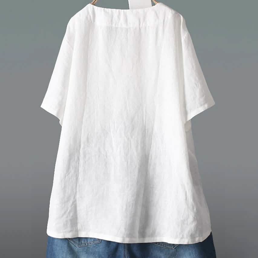 Women's Solid Half Sleeve V Neck Shirt Top