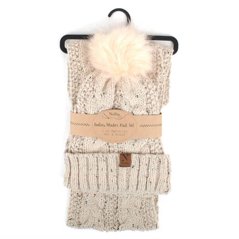 Women's Speckled Knit Hat and Infinity Scarf Set
