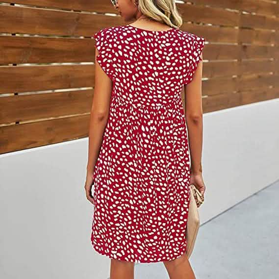 Women's Summer Leopard V Neck Bohemia Dress