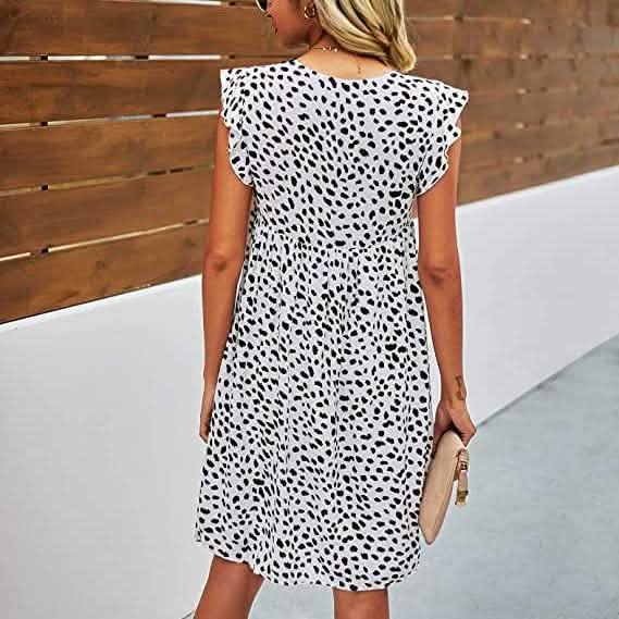 Women's Summer Leopard V Neck Bohemia Dress