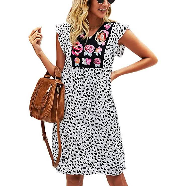 Women's Summer Leopard V Neck Bohemia Dress