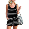 Women's Summer Tank Jumpsuit Casual Loose Sleeveless Beam Foot Elasitic Waist Jumpsuit Romper with Pockets