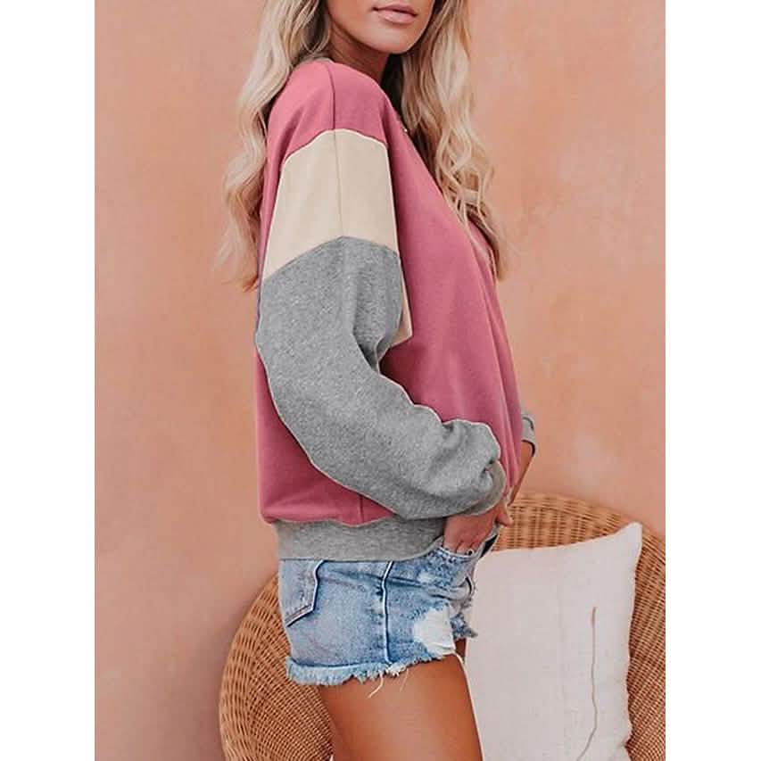 Women's Sweatshirt Pullover Color Block Patchwork