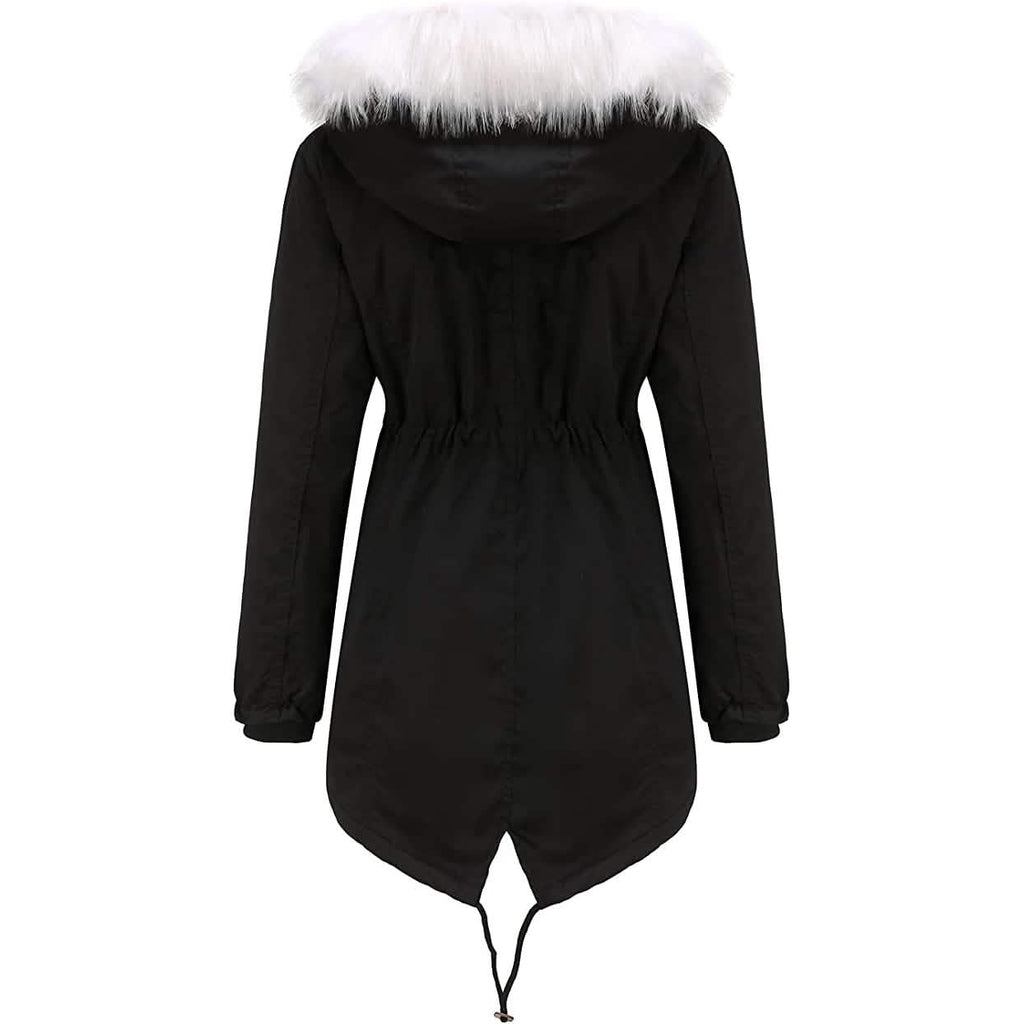 Women's Thick Warm Fleece Lined Winter Coat Jacket Parka with Fluffy Hood