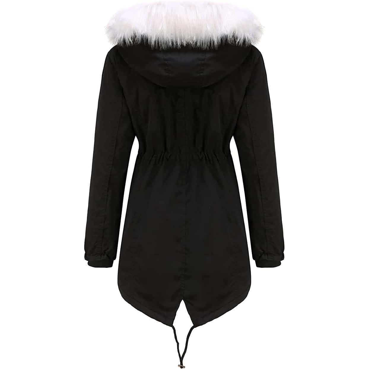 Women's Thick Warm Fleece Lined Winter Coat Jacket Parka with Fluffy Hood