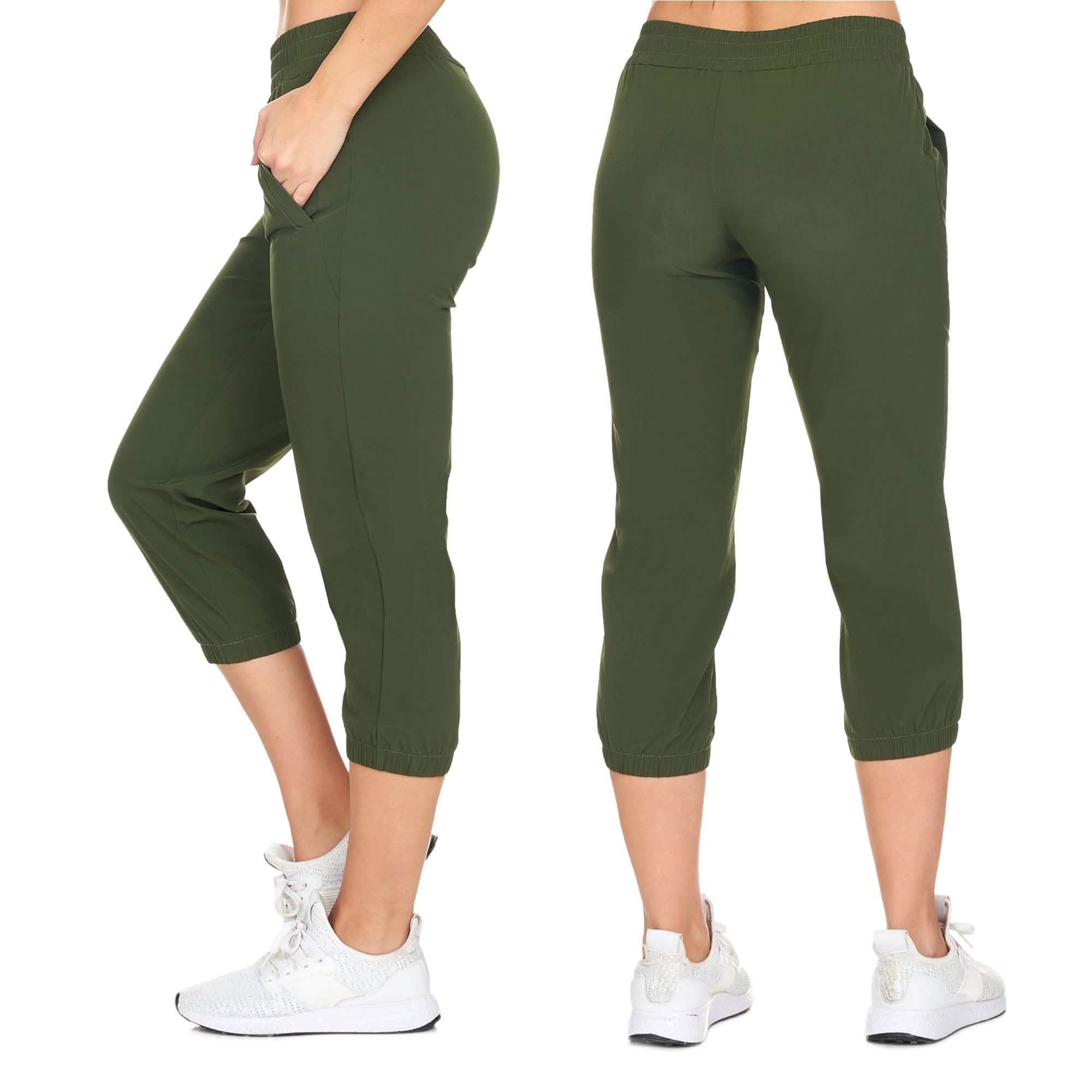 Women's Ultra Soft Woven Jogger Capri Pants With Pockets