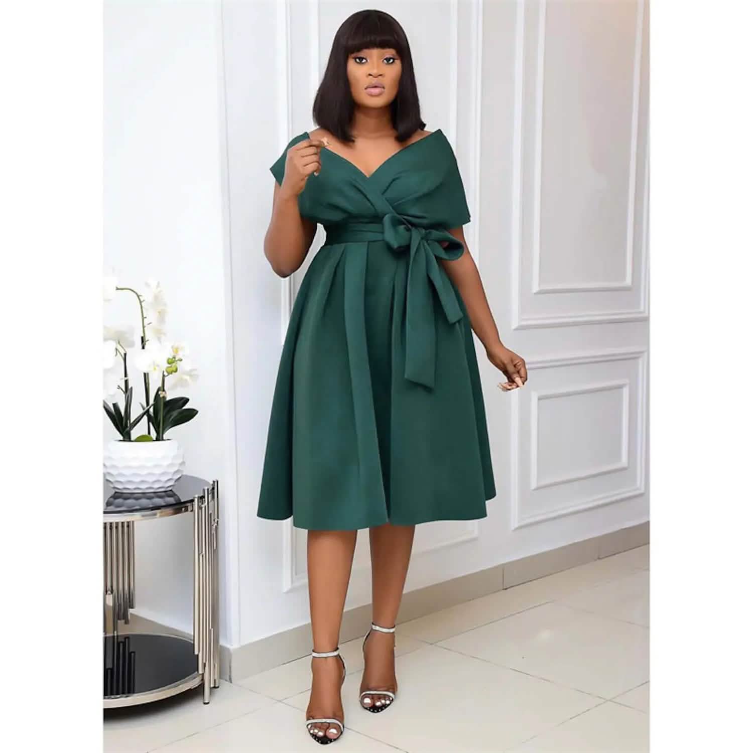 Women's V-Neck Elegant A-Line Dress