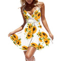 Women's V-Neck Spaghetti Strap Mini Swing Skater Dress