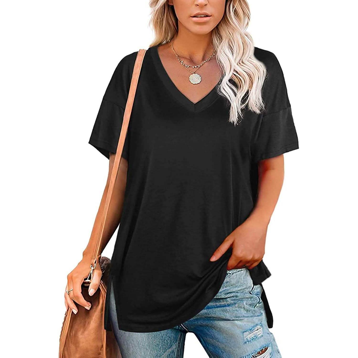 Women's V Neck T Shirts Basic Short Sleeve Tees Tops
