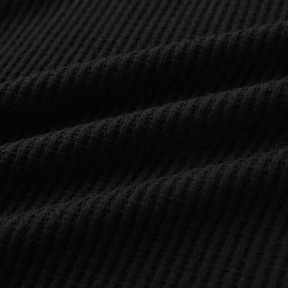 Women's V Neck Waffle Knit Henley Tops