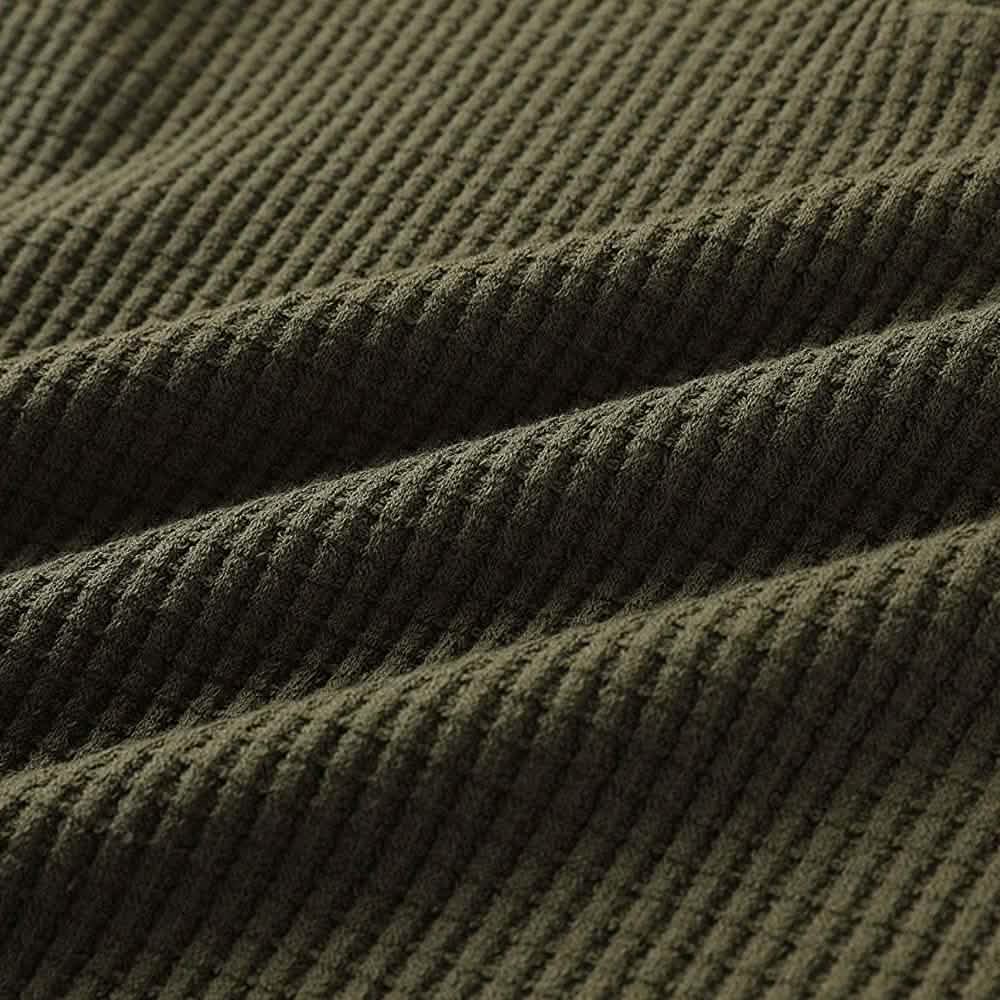 Women's V Neck Waffle Knit Henley Tops