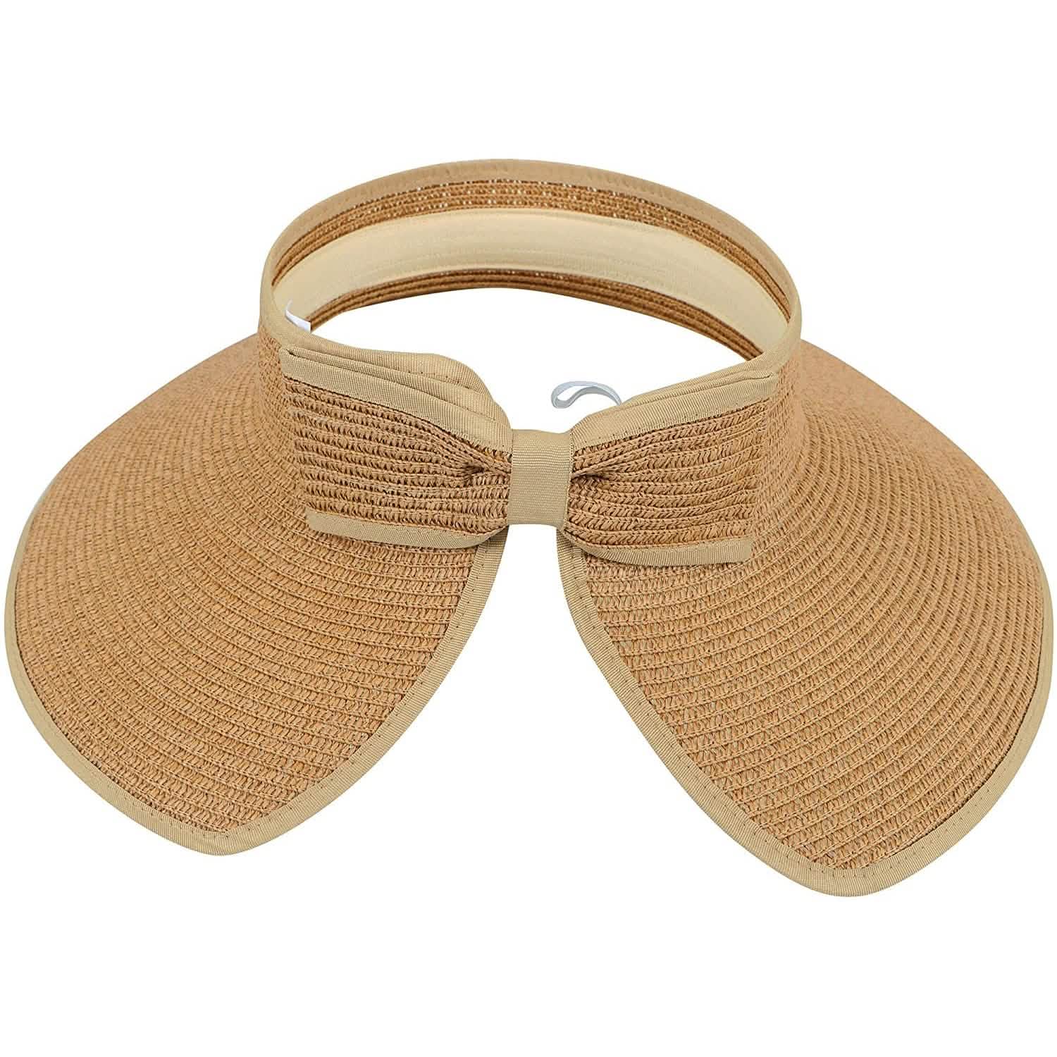 Women's Wide Brim Roll-up Straw Sun Hat Sun Visor
