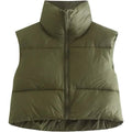 Women's Winter Crop Vest Lightweight Sleeveless Warm Outerwear Puffer Vest Padded Gilet