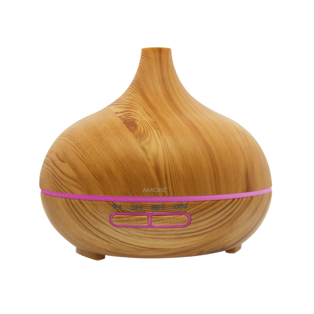 Wood Grain Ultrasonic Cool Mist Diffuser With 7 Color LED Lights