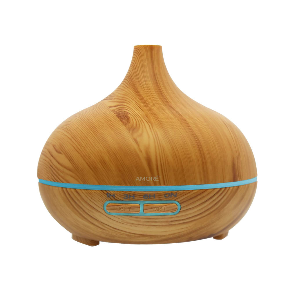 Wood Grain Ultrasonic Cool Mist Diffuser With 7 Color LED Lights