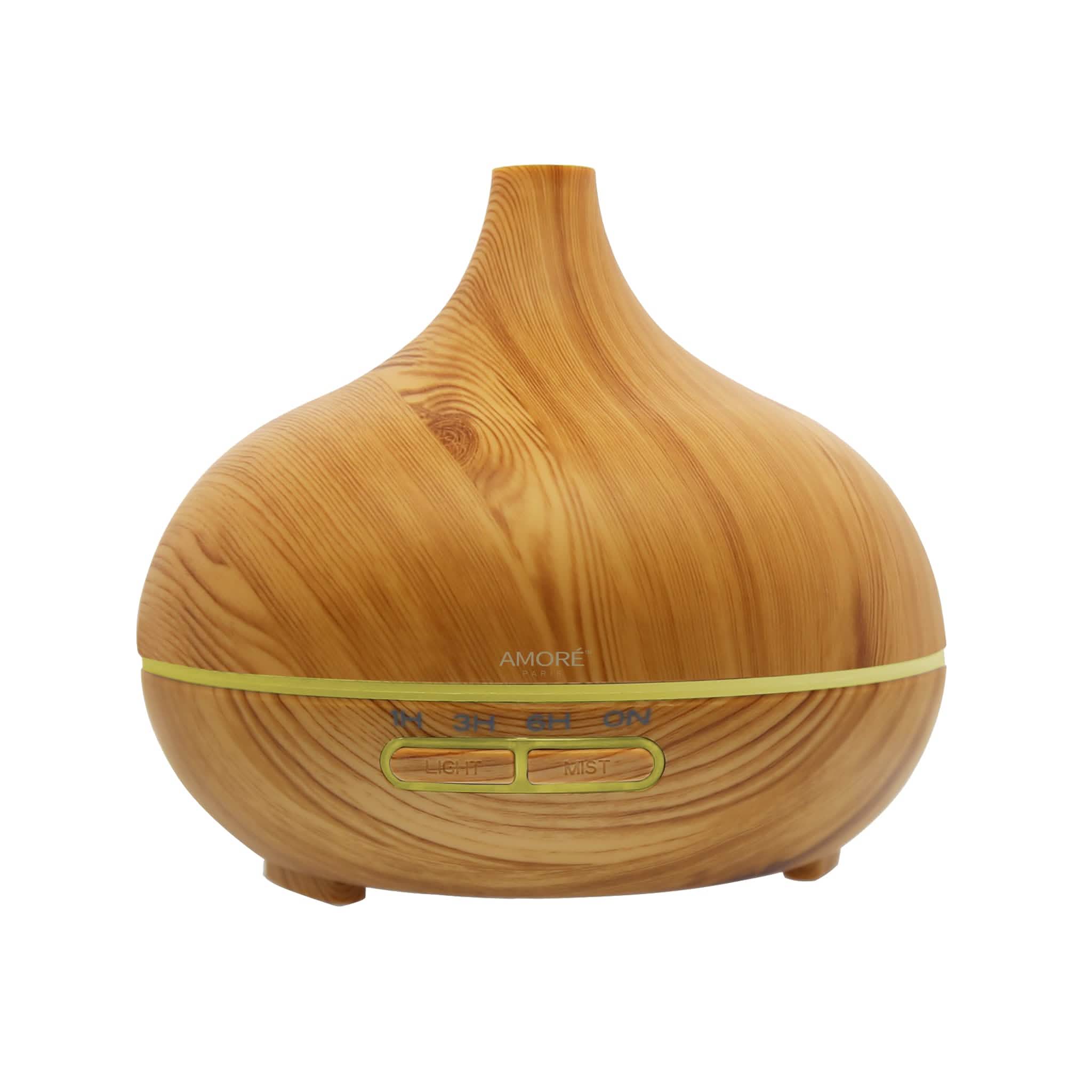 Wood Grain Ultrasonic Cool Mist Diffuser With 7 Color LED Lights