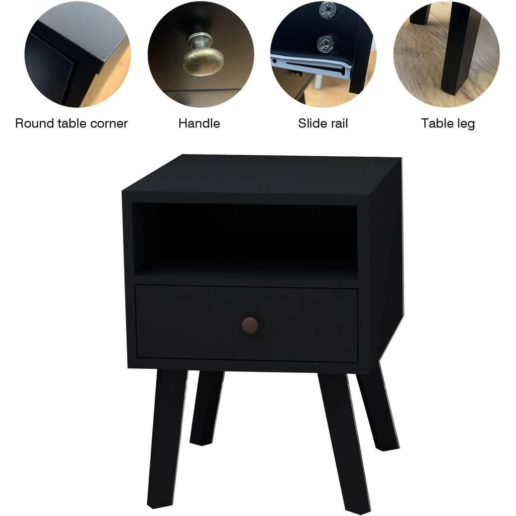Wood Nightstand with Drawer