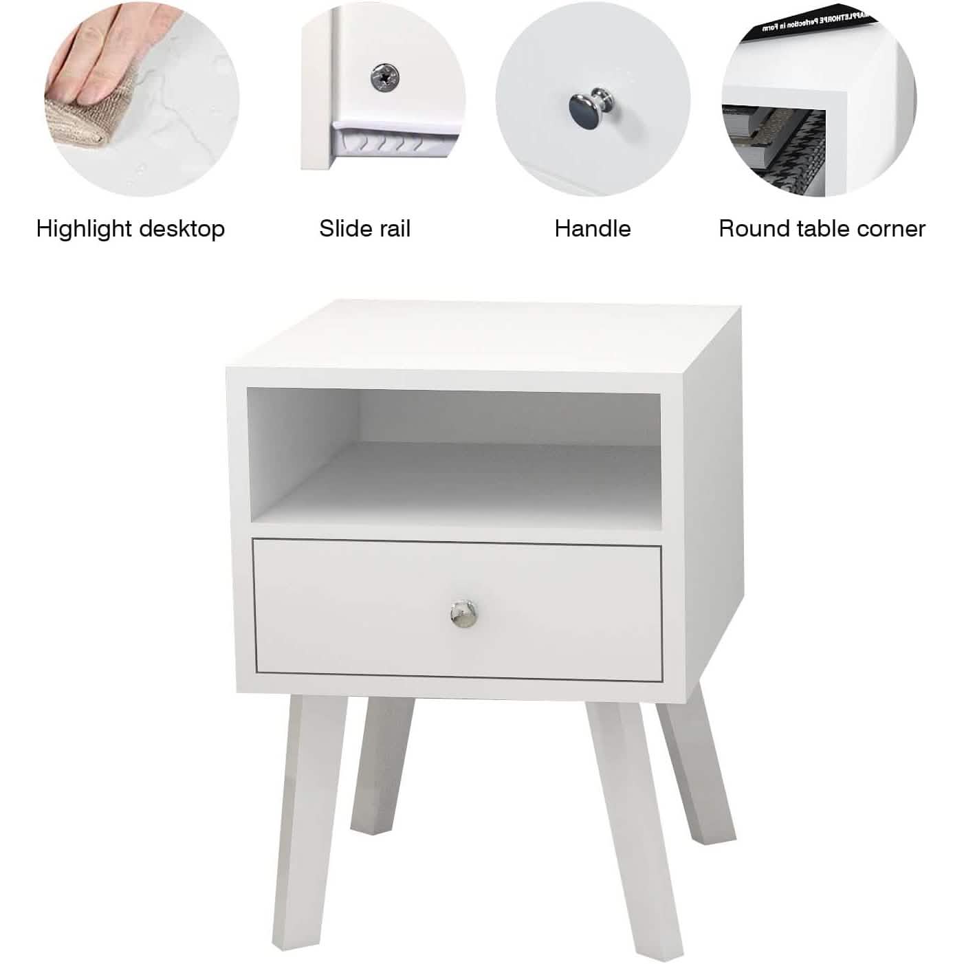 Wood Nightstand with Drawer