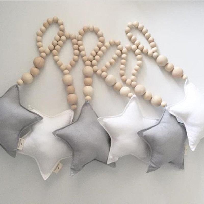 Wooden Beads Moon Star Heart Ornaments Dream Catcher Kids Room Decoration Wall Hanging Girls Baby Tents Handmade Wall Hanging Decor Home Gifts for Girls Gifts for Women