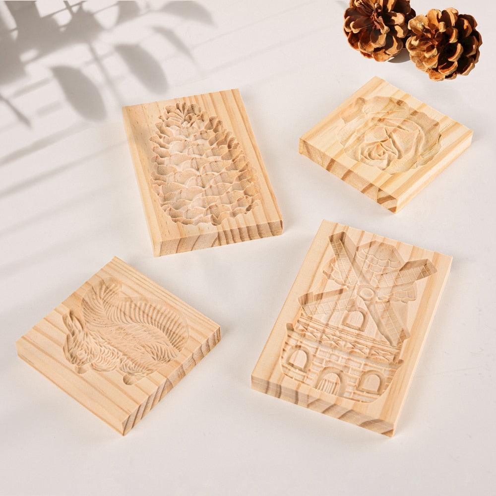 Wooden Cookie Mold Cutter Wooden Gingerbread Cookie Moulds Press 3D Cake Embossing Baking Mold Rose Flower Cutter Bakery Gadgets Cookies, Wooden Cookie Cutter, Funny Wooden Cookie Molds For Baking, Gingerbread Mold, Pine Cone Mold, Cake Mold