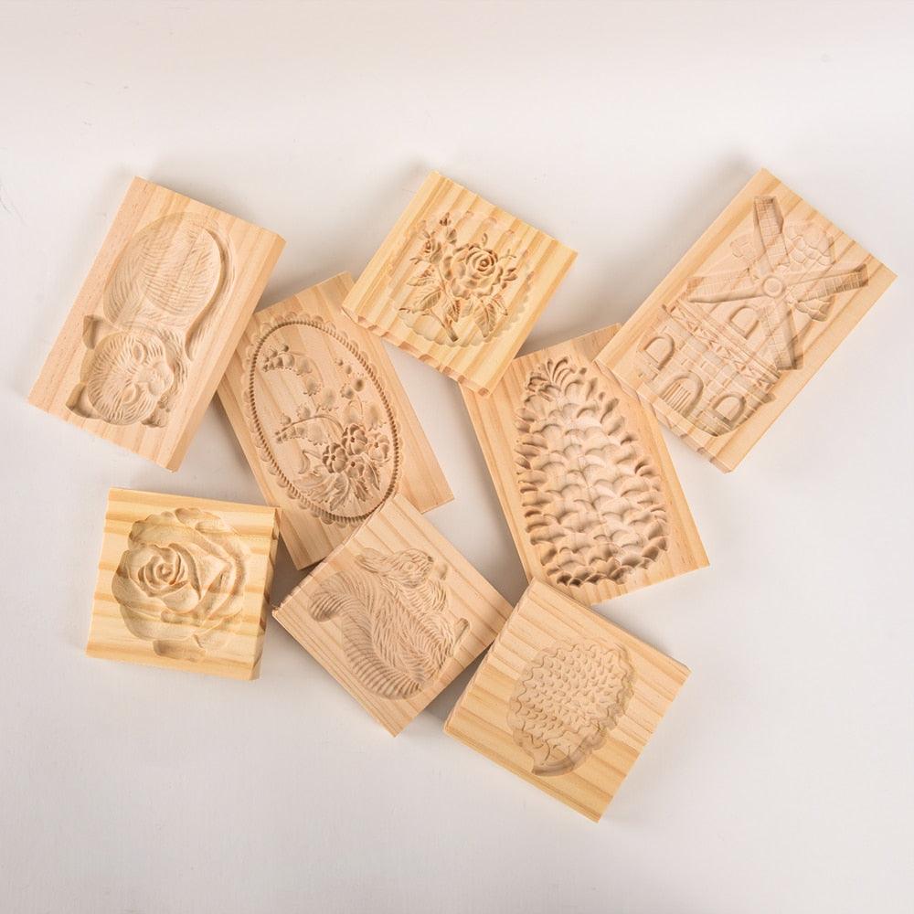 Wooden Cookie Mold Cutter Wooden Gingerbread Cookie Moulds Press 3D Cake Embossing Baking Mold Rose Flower Cutter Bakery Gadgets Cookies, Wooden Cookie Cutter, Funny Wooden Cookie Molds For Baking, Gingerbread Mold, Pine Cone Mold, Cake Mold