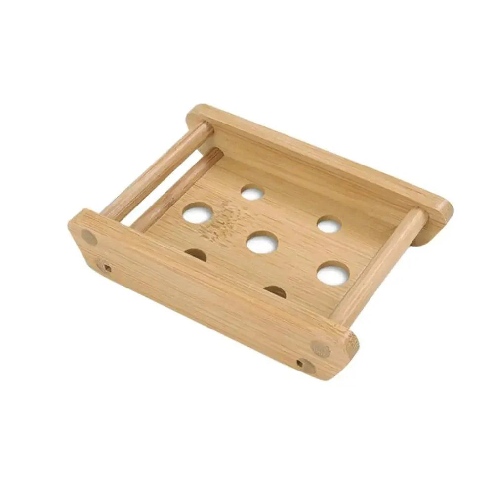 Wooden Natural Bamboo Soap Dishes Tray Holder Storage Soap Rack Plate Box Container Portable Bathroom Soap Dish Storage Box Bathroom Wooden Soap Case Holder Home Hand Craft Natural Wood Dish Holder for Soap Sponge