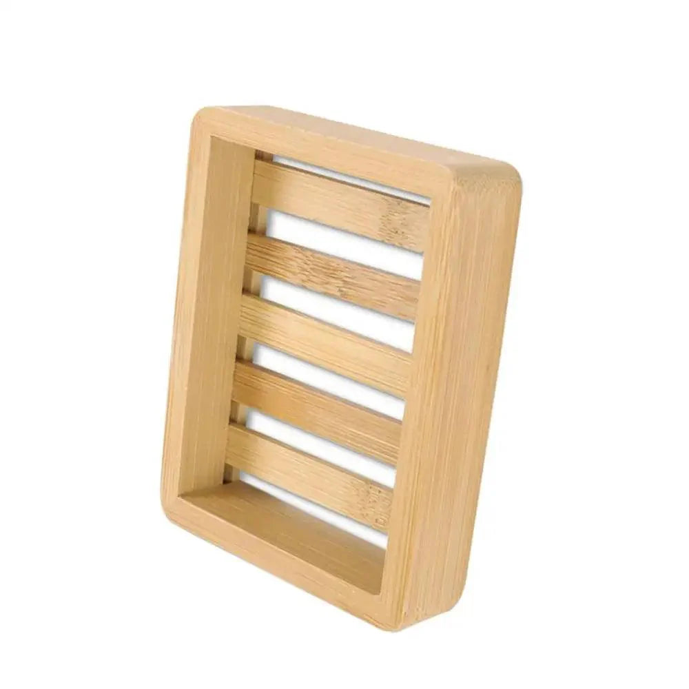 Wooden Natural Bamboo Soap Dishes Tray Holder Storage Soap Rack Plate Box Container Portable Bathroom Soap Dish Storage Box Bathroom Wooden Soap Case Holder Home Hand Craft Natural Wood Dish Holder for Soap Sponge