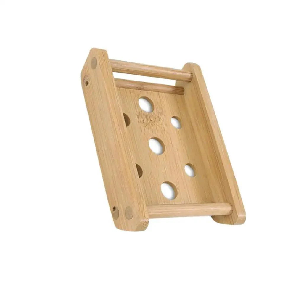 Wooden Natural Bamboo Soap Dishes Tray Holder Storage Soap Rack Plate Box Container Portable Bathroom Soap Dish Storage Box Bathroom Wooden Soap Case Holder Home Hand Craft Natural Wood Dish Holder for Soap Sponge