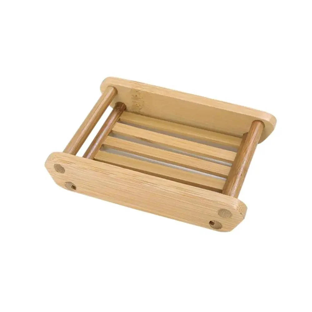 Wooden Natural Bamboo Soap Dishes Tray Holder Storage Soap Rack Plate Box Container Portable Bathroom Soap Dish Storage Box Bathroom Wooden Soap Case Holder Home Hand Craft Natural Wood Dish Holder for Soap Sponge