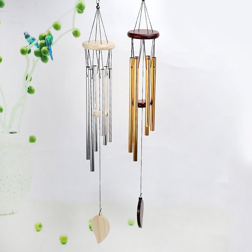 Wooden Wind Bell Romantic Memorial Wind Chimes For Outside 30 Inch 6 Rustproof Aluminum Tubes Wooden Wind Bell Romantic Memorial Wind-chimes Best Gift For Home Garden Patio Yard