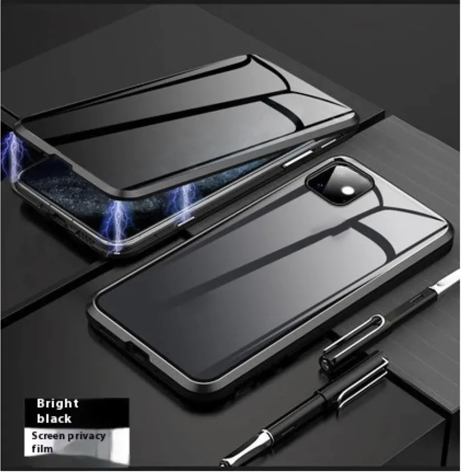 Magnetic Privacy Glass Case for iPhone - Anti-Peep Screen Protector with 9H Hardness