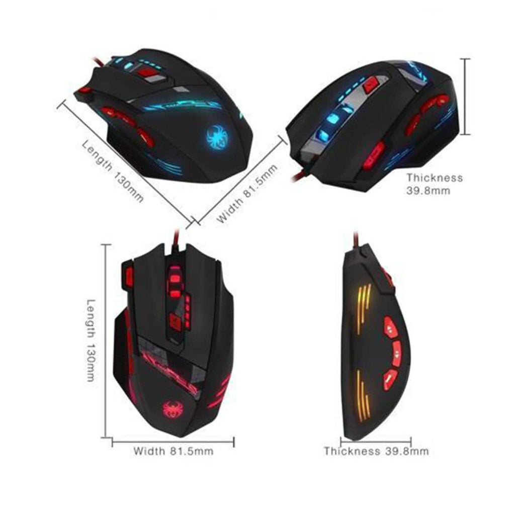 Zelotes 8000 DPI 8 Button USB LED Light Optical Wired Gaming Mouse